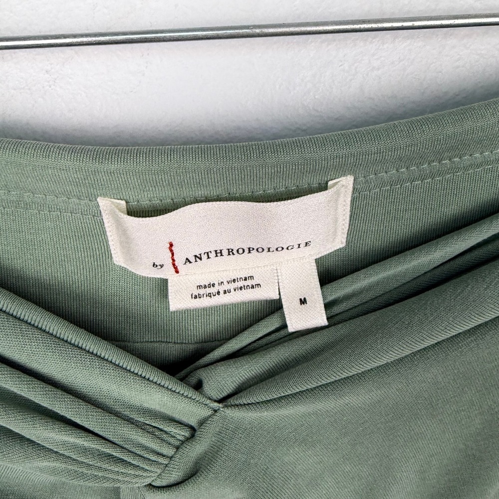 Anthropologie Juni Midi Skirt Light Green Twist Front Slit Elegant Size Medium - Picture 5 of 9